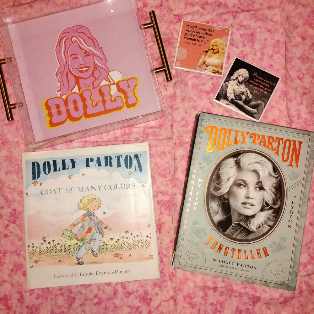 Dolly Parton Decorative Tray with Pink and Gold Accents